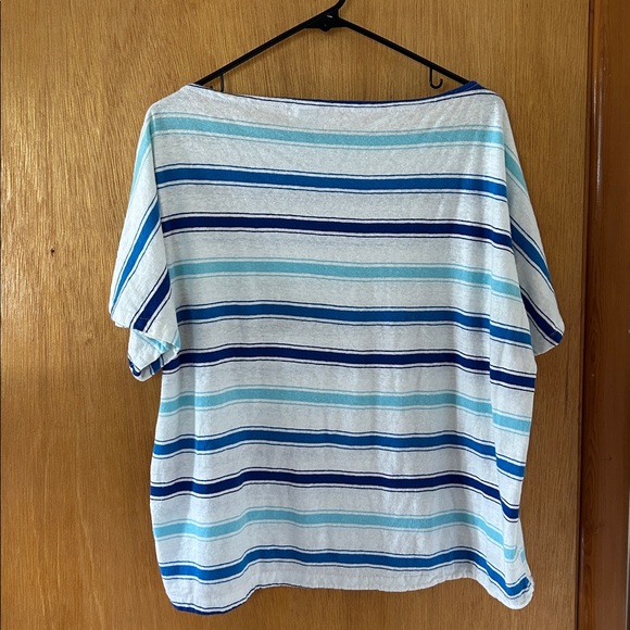 EUC - worn once - onesize boat neck stripe cotton top. Loose fit. - Picture 4 of 7